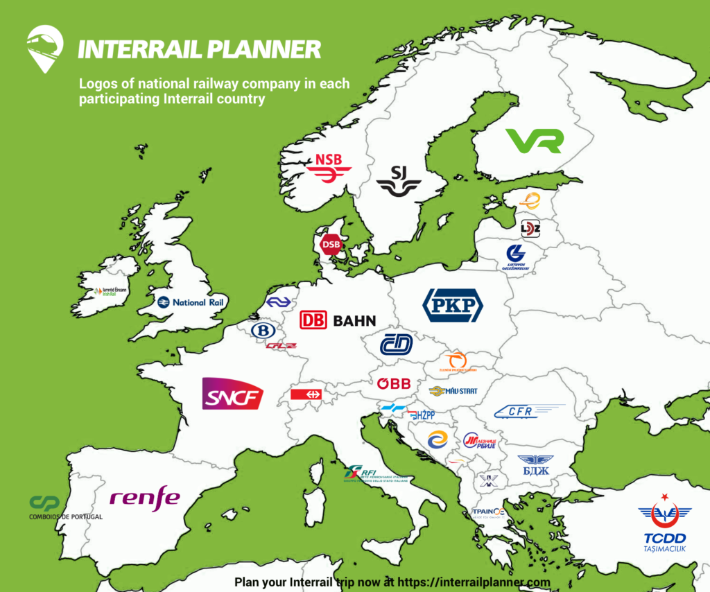 Which Countries Can You Interrail In Map Of Participating Interrail Countries And National Rail Companies