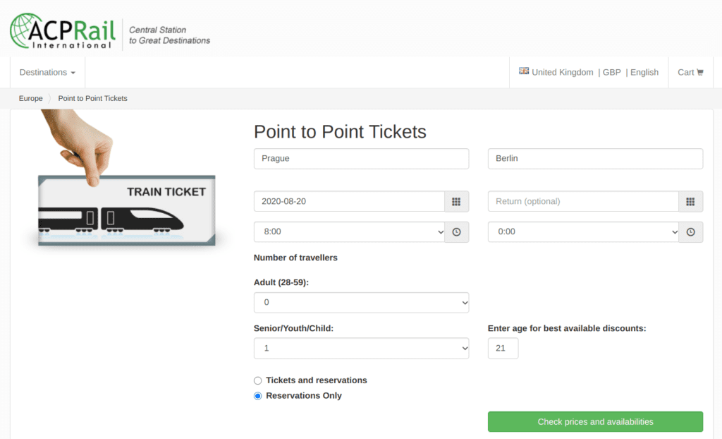 ACPRail Seat Reservations Search Form