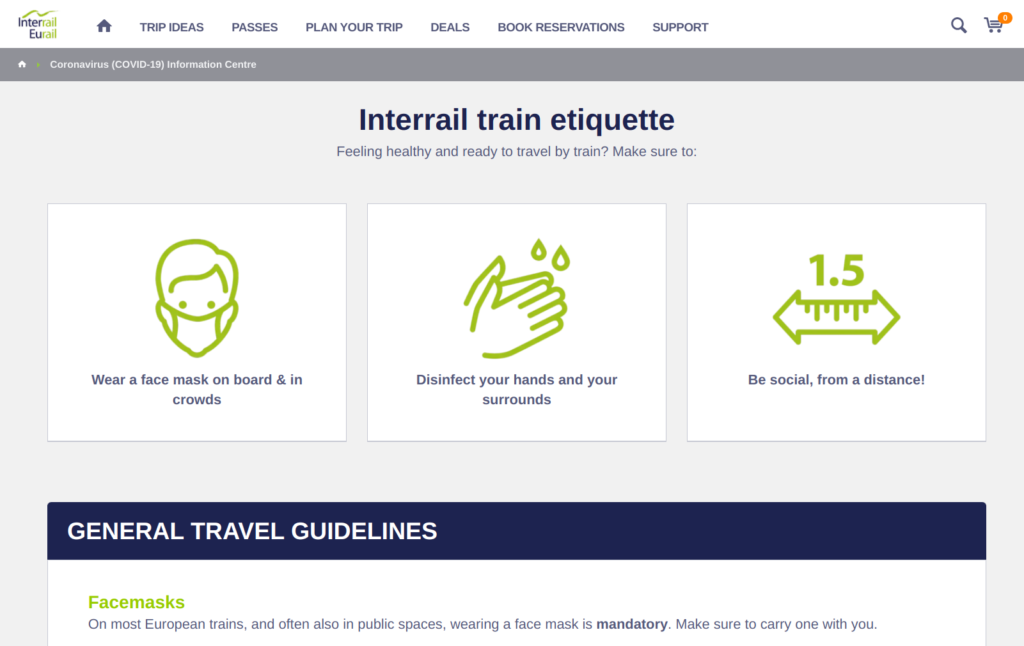 Il Centro informazioni sul coronavirus di Interrail.eu'è